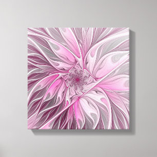 Fractal Pink Flower Dream, floral Fantasy Pattern Canvas Print