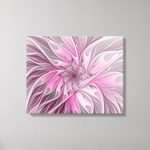 Fractal Pink Flower Dream, floral Fantasy Pattern Canvas Print