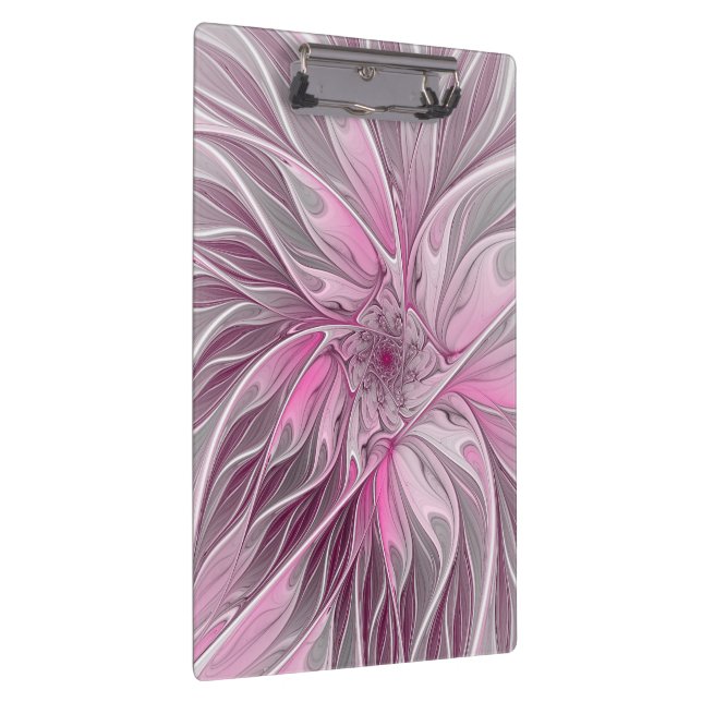 Fractal Pink Flower Dream, Floral Fantasy Pattern Clipboard (Right)