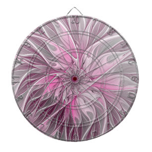 Fractal Pink Flower Dream, Floral Fantasy Pattern Dartboard