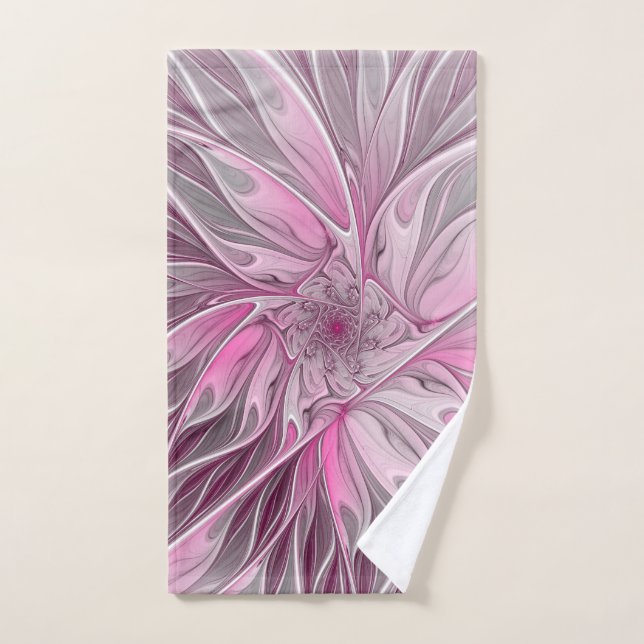 Fractal Pink Flower Dream, Floral Fantasy Pattern Hand Towel (Hand Towel)