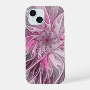 Fractal Pink Flower Dream, Floral Fantasy Pattern iPhone 15 Case