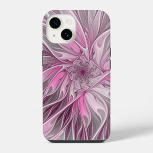 Fractal Pink Flower Dream, Floral Fantasy Pattern iPhone 14 Case
