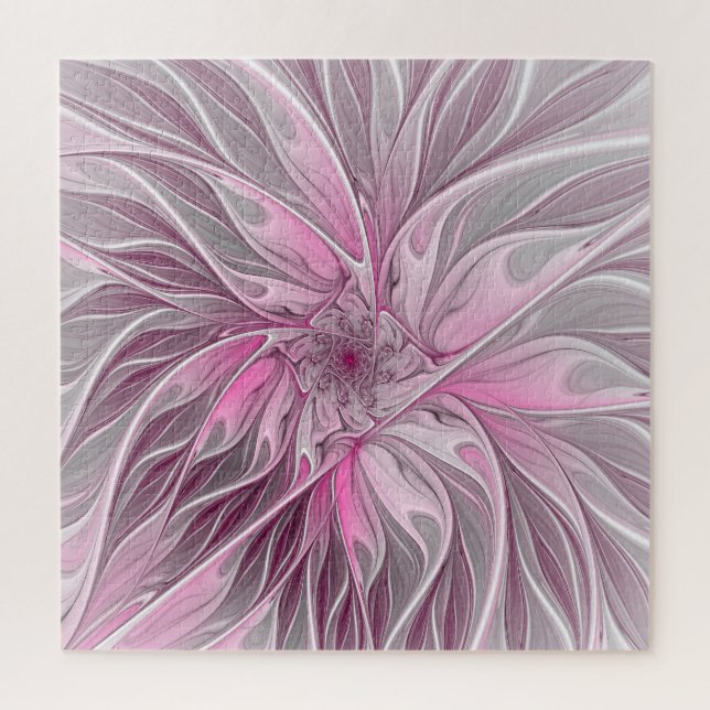 Fractal Pink Flower Dream, Floral Fantasy Pattern Jigsaw Puzzle (Vertical)