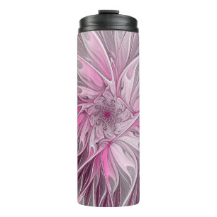 Fractal Pink Flower Dream, floral Fantasy Pattern Thermal Tumbler