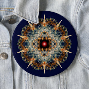 Fractal prickly ornament 6 inch round button