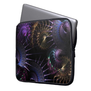 Fractal Purple & Gold Swirl Wheel Notebook Laptop Laptop Sleeve
