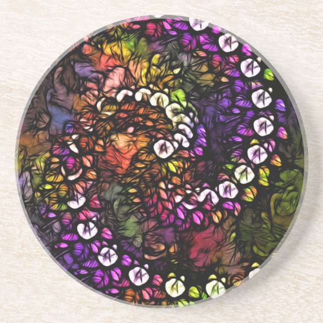 fractal purple Psychedelic Rainbow Spiral Trippy Coaster (Front)