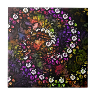 fractal purple Psychedelic Rainbow Spiral Trippy Tile