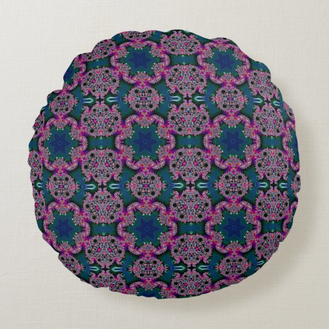 Fractal Radiance Round Pillow (Front)