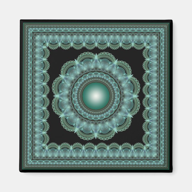 Fractal radiating glaring framed mandala magnet (Front)