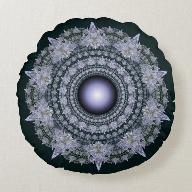 Fractal radiating pattern round pillow (Front)