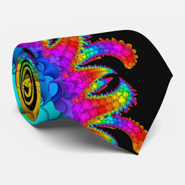 Fractal Rainbow Burst Tie (Rolled)