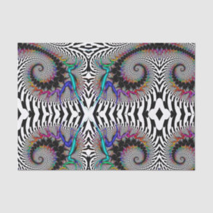 Fractal Rainbow Spiral Black White Abstract Tissue Paper