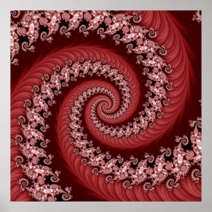Fractal Red Double Spiral Poster