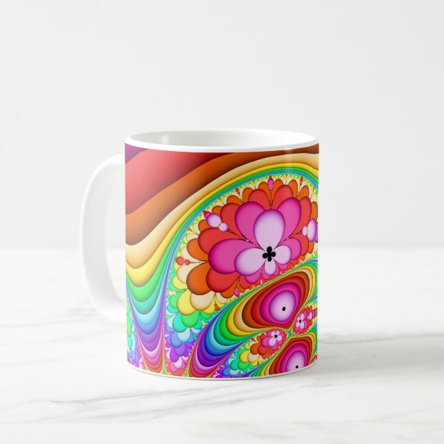 Fractal Retro Groovy Trip Coffee Mug (Front Left)