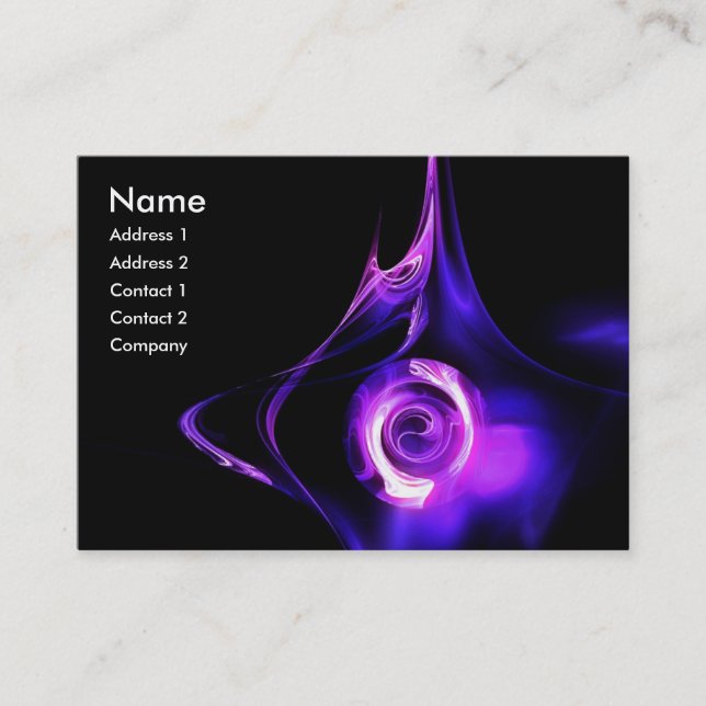 FRACTAL ROSE 1 bright black blue purple white Business Card (Front)