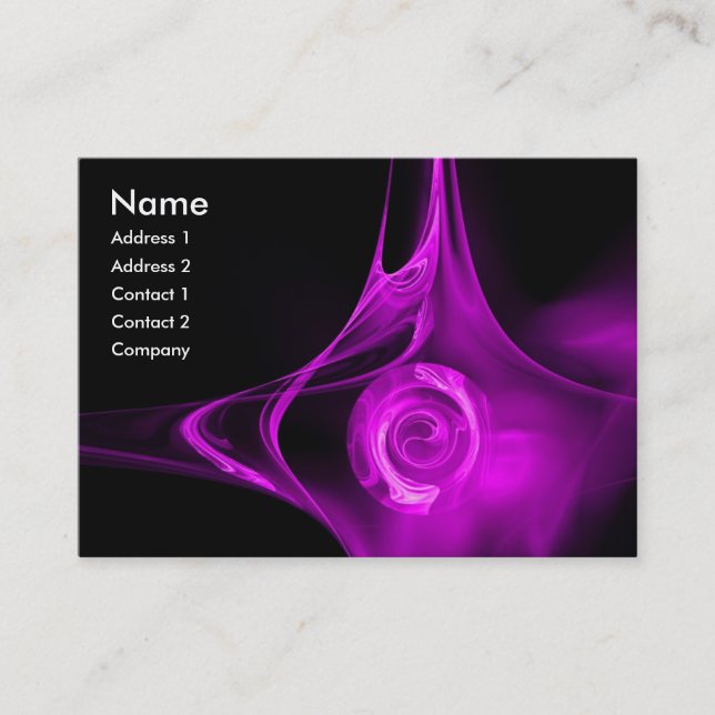 FRACTAL ROSE 1 bright light purple black Business Card (Front)