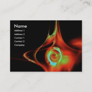 FRACTAL ROSE 1 bright red blue green black Business Card