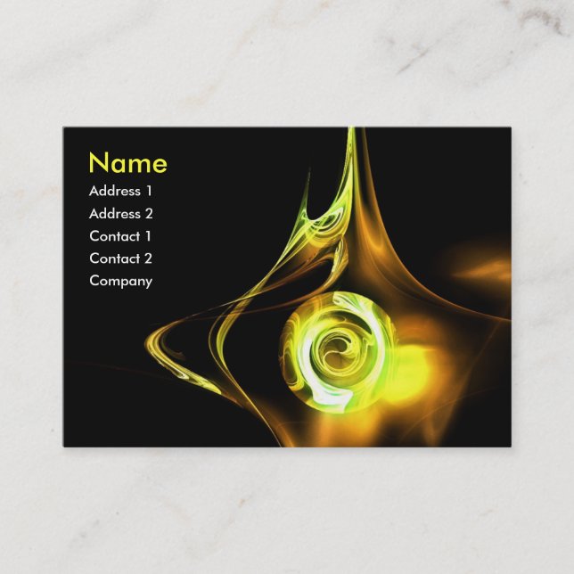 FRACTAL ROSE 1 bright yellow brown black Business Card (Front)