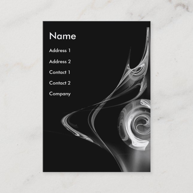 FRACTAL ROSE 2 ,black and white grey Business Card (Front)