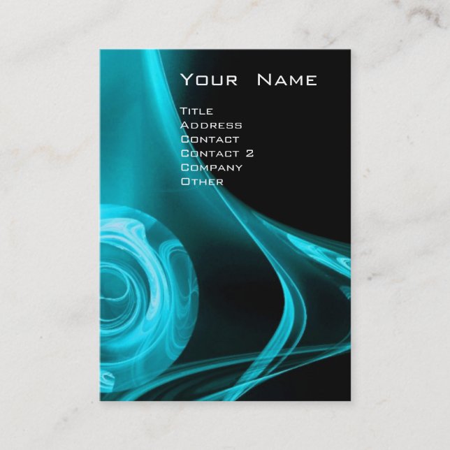 FRACTAL ROSE 3 bright  blue Business Card (Front)