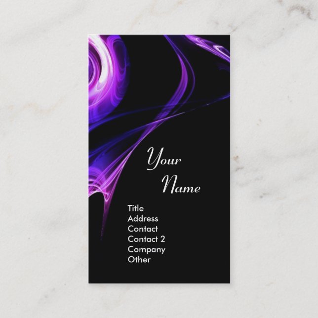 FRACTAL ROSE 3 bright light blue  purple violet Business Card (Front)