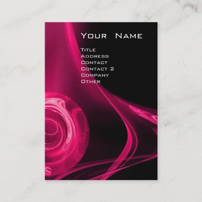 FRACTAL ROSE 3 bright pink violet black Business Card (Front)