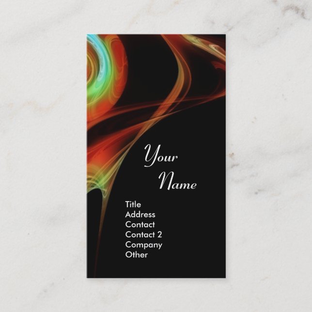 FRACTAL ROSE 3 bright red blue green Business Card (Front)