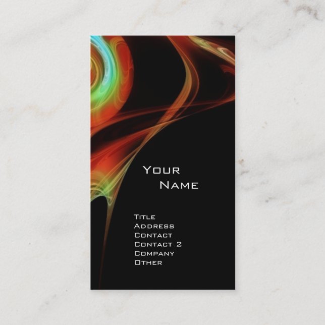 FRACTAL ROSE 3 bright red blue green Business Card (Front)