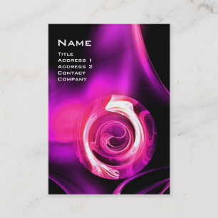 FRACTAL ROSE 4 MONOGRAM bright pink red black Business Card