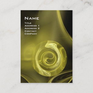 FRACTAL ROSE 4 MONOGRAM soft antique yellow black Business Card