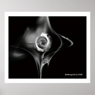 FRACTAL ROSE , black and white Poster