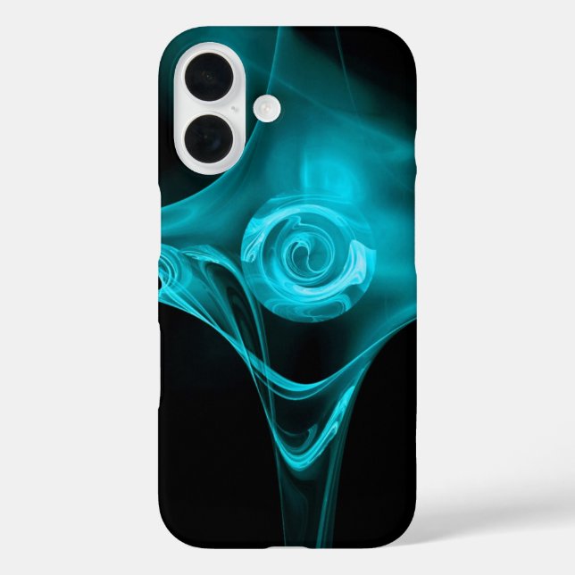 FRACTAL ROSE , Blue Turquase Black Case-Mate iPhone Case (Back)