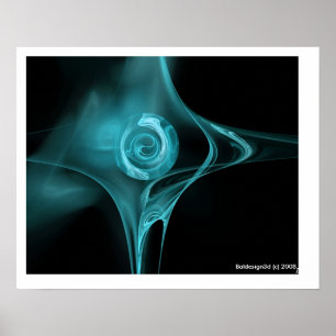 FRACTAL ROSE , blue turquase Poster