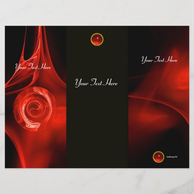 FRACTAL ROSE bright red black 3 fold brochure (Front)