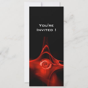 FRACTAL ROSE bright red black Invitation