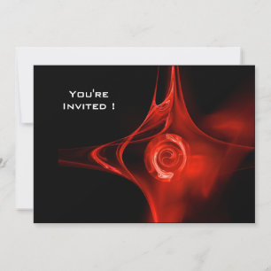 FRACTAL ROSE bright red black Invitation