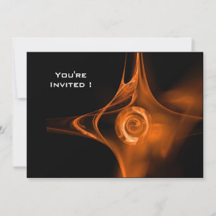 FRACTAL ROSE bright  red orange black Invitation