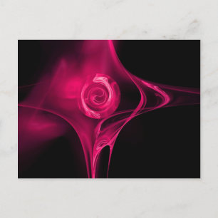 FRACTAL ROSE , pink fuchsia Postcard