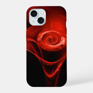 FRACTAL ROSE , red black iPhone 15 Case