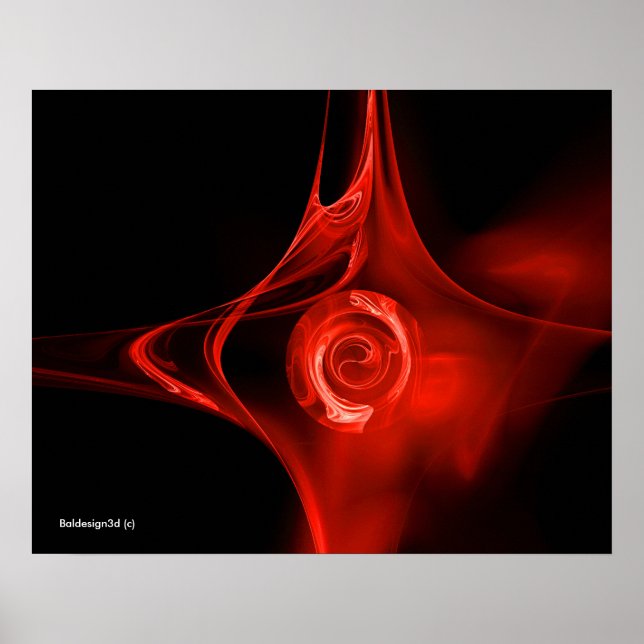 FRACTAL ROSE ,red ,black Poster (Front)