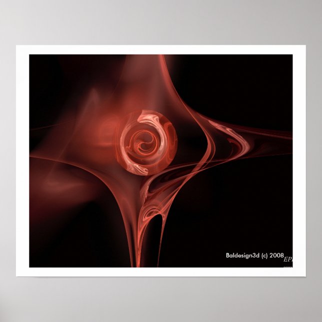 FRACTAL ROSE , red brown Poster (Front)