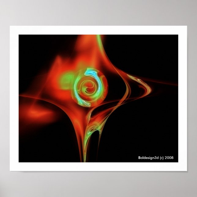 FRACTAL ROSE , red green blue Poster (Front)