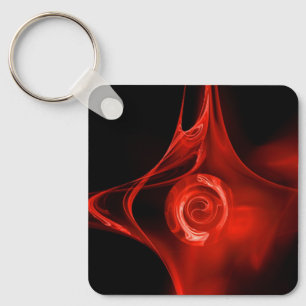 FRACTAL ROSE , red Keychain
