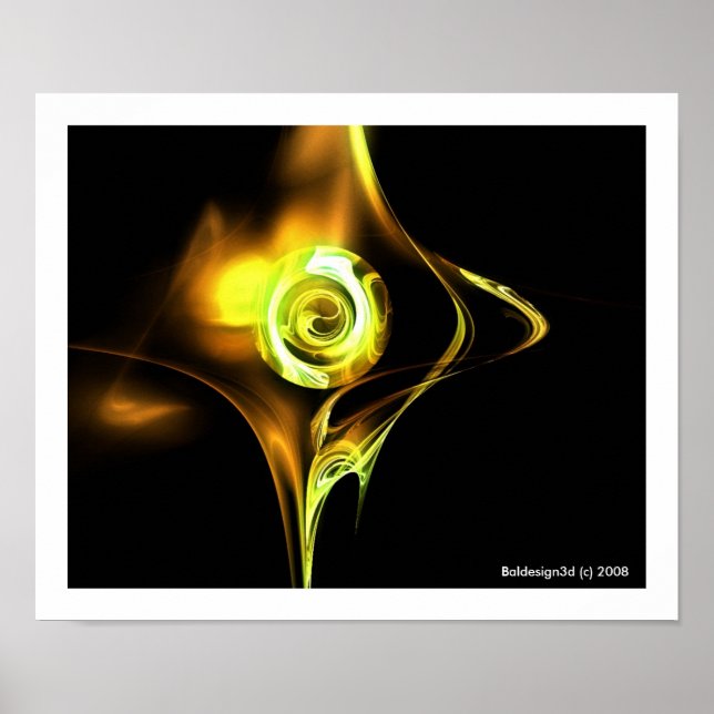 FRACTAL ROSE , yellow brown Poster (Front)