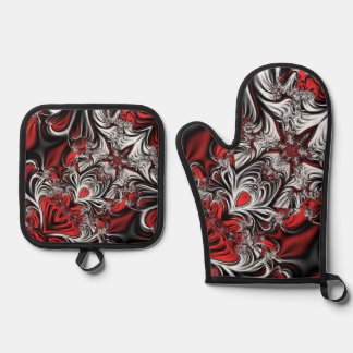Fractal’s pattern oven mitt & pot holder set