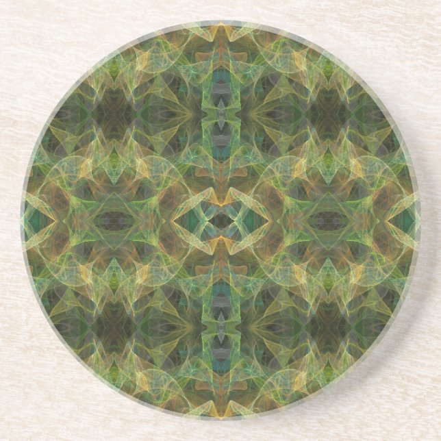 Fractal Series-10---Green Coaster 1 of   colours (Front)
