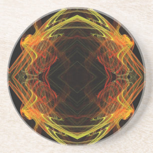 Fractal Series-2-Orange Yellow Coaster 1 of colour