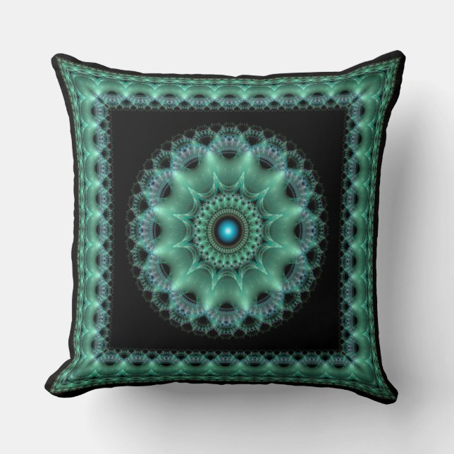 Fractal shiny flamboyant framed pattern throw pillow (Front)